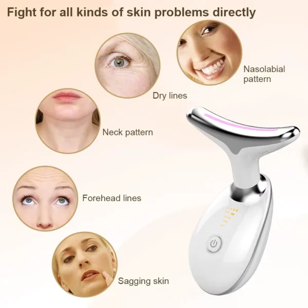 EMS device targeting dry lines, forehead wrinkles, sagging skin, and neck patterns