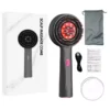 Complete electric scalp massager kit with red light comb, charger, and packaging