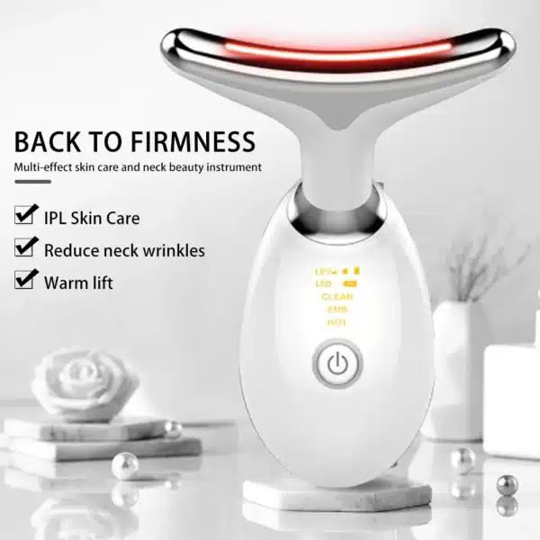 EMS face lifting device providing IPL skin care and neck wrinkle reduction