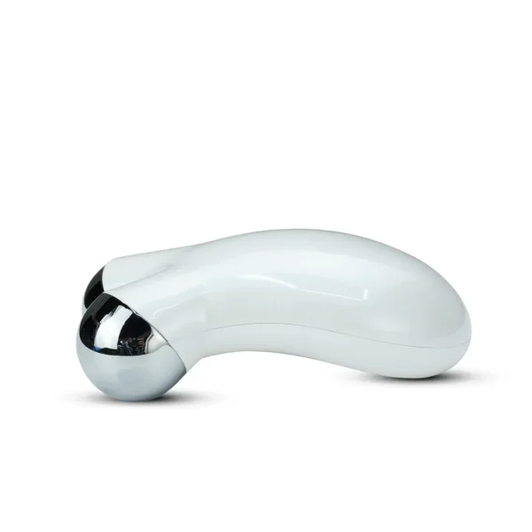 Microcurrent facial toning device side profile with dual massaging spheres